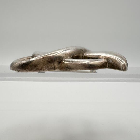 Mikal-Jon Bayanihan Sterling Silver Brooch Vtg Modernist Biomorphic Knot Signed - Picture 9 of 13